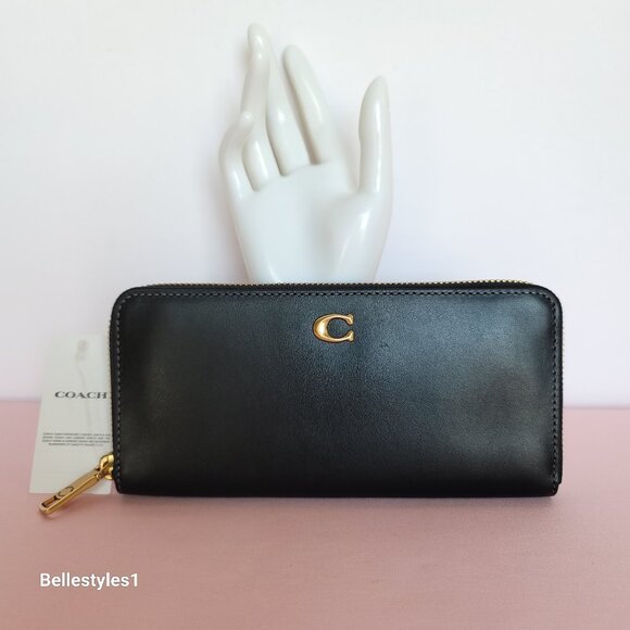 COACH Slim Accordion Smooth Leather Wallet – Black color ⭐ - Picture 7 of 16